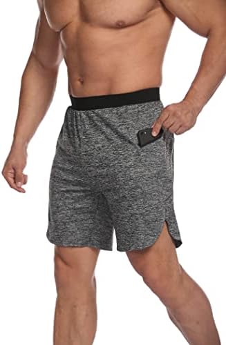 Deyeek Men's Elastic Withband Quick Dry Dry Stretch Casual Shorts Casuais de 7 polegadas Shorts com bolsos com zíper