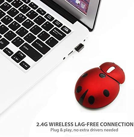 Mouse Yocunker Mini Cute Wireless, mouse óptico móvel portátil para crianças, pequenos animais de joaninha de animal com