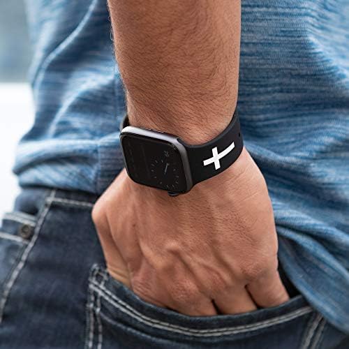 Faithsign 38-40mm Watch Band com verso da Bíblia Compatível com Apple Watch - Christian Cross Religious Print - Smart Watch Wrist for Men, Women - Strap respirável para fitness, esporte, desgaste casual - preto