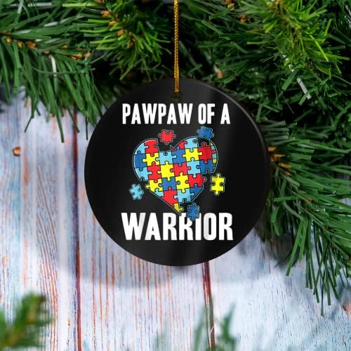 Nomes personalizados de casais - Pawpaw de um ornamento de consciência do autismo guerreiro - decoração de Natal,