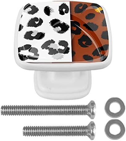 Tbouobt 4 pacote - botões de hardware do armário, botões para armários e gavetas, alças de cômoda de fazenda, estampa de leopardo branco e marrom