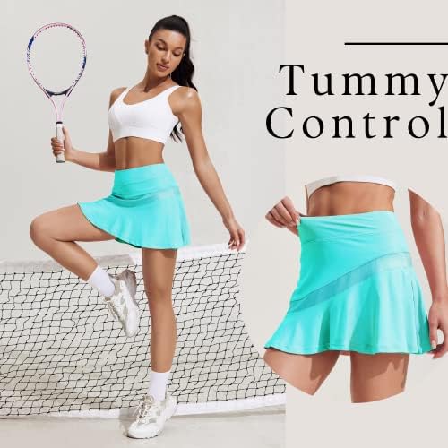 Saias de tênis de ekouaer para mulheres plissadas de skorts de golfe atlético com shorts bolsos leves saia de treino de corrida leve