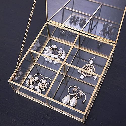 Caixa de jóias de jóias sudemota Estilo de caixa de jóias de jóias de jóias de vidro simples Organizador da caixa de jóias de poeira