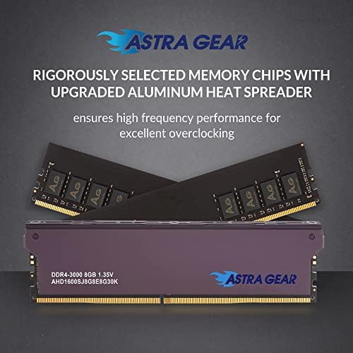 Kit Astra Gear 16GB DDR4 3000MHz PC4-24000 CL16 Memória da área de trabalho - Black AHD1600SJ8G8E8G30K