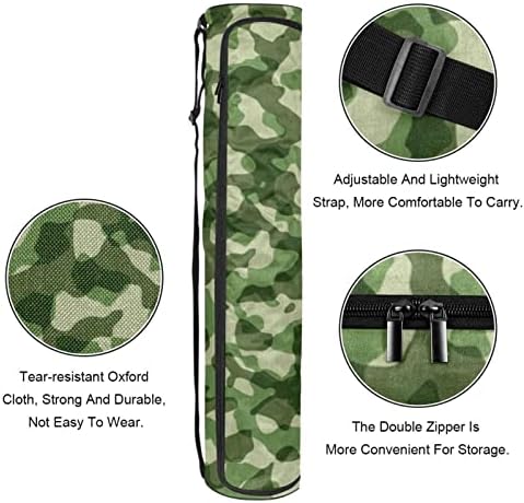 Camuflagem Army Yoga Mat Bags Full-Zip Yoga Carry Bag for Mulher Homens, Exercício de ioga transportadora de tapa com cinta
