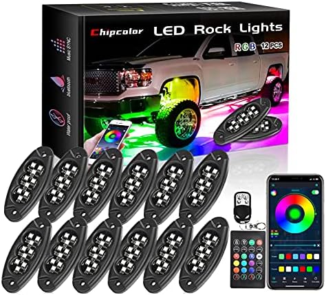 Chipcolor 12 pods LED Rock Lights Kit, App/RF Controle