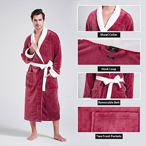 Mantos de pelúcia fashgudim masculino para homens lã de lã macio de lã de banheira de roupão de banheira de gola de xale de xale curta com bolsos