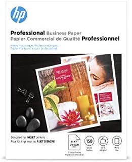 HP Professional Business Paper, fosco, 8,5x11 pol., 48 lb, 150 folhas, trabalha com impressoras a jato de tinta