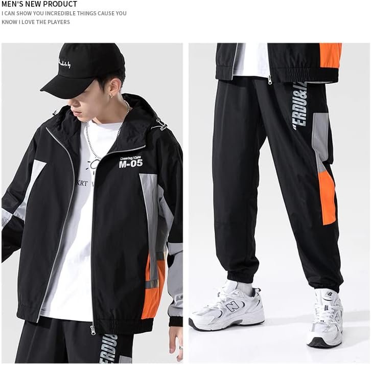 Men do Sportswear Jogging Running Sports Sports Male Hooded Jackets + Calça 2 Peças Dese conjuntos de roupas de moletom