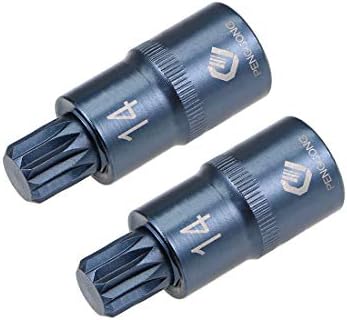 UXCELL 1/2 Drive x M14 Triple Squine Scocket Bit, bits de aço S2, soquetes CR-V 2 Comprimento 2pcs