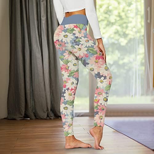 Grge Beuu Women High Sports Sports Leggings Floral Print Trouspers Treça Treça O treino de ioga calças de treinamento