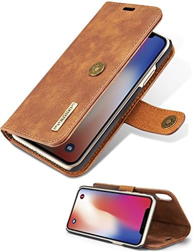 Caixa da carteira Samsung compatível com a capa Galaxy S8/S8 Tampa de flip magnética removível com slots de cartão, Brown)