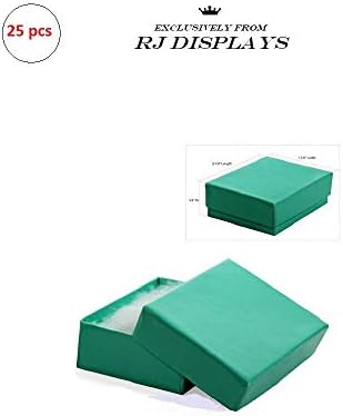 25 pacote de algodão preenchido com algodão azul de joias de cor e caixas de varejo 2 1/8 x1 5/8 x3/4 por r j displays