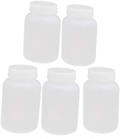 X-Dree 5 pcs 60 ml HDPE Tampa de parafuso de plástico de plástico garrafa de armazenamento de boca largo Branco