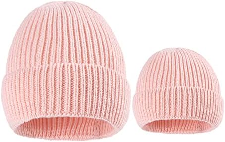 Autumn e inverno cor sólida crianças tricotadas chapéu -filho paterno quente woollike chapéu chapé os chapéus