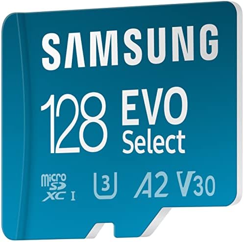 Samsung evo selecione Micro SD-Memory-Card + Adaptador, 128 GB MicrosDXC 130MB/S Full HD & 4K UHD, UHS-I, U3, A2, V30, armazenamento expandido para smartphones Android, tablets, Nintendo