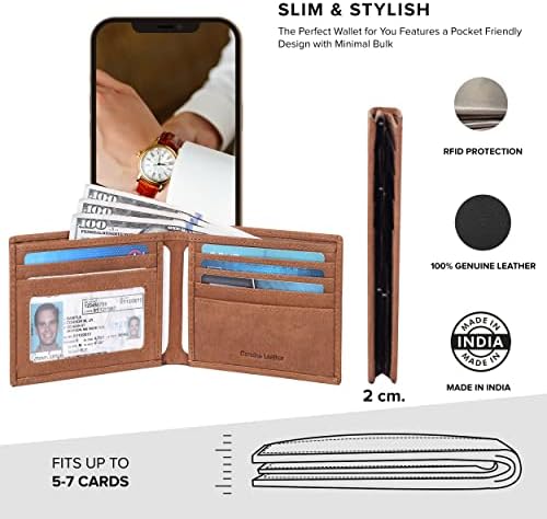 Carteira de couro fino real para homens - RFID Bloqueando carteiras finas de carteira finas bolso frontal bolso minimalista