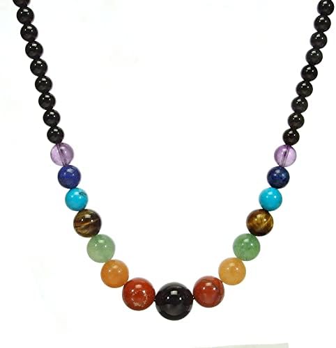 Ayriwoyi 7 colar de chakra para mulheres colar de pedra genuína natural Colar de contas Cristal Cristal colorido colorido colar