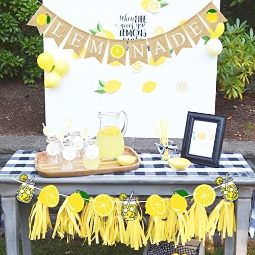 Vilifever Burlap Lemonade Banner para decorações de suporte de limonada, Garland Lemon Garland Summer Lemon Party Decorações