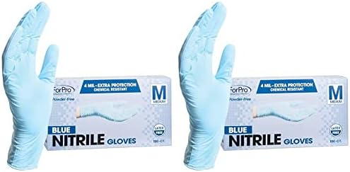 Luvas de nitrila descartáveis ​​da FORPRO, resistentes a produtos químicos, sem pó, sem látex, não esterilizados, seguros