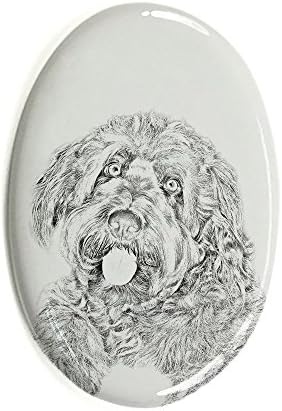 Otterhound, lápide oval de azulejo de cerâmica com uma imagem de um cachorro