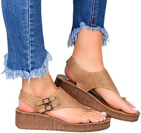 Sandálias planas para mulheres confortáveis ​​vasos v chinelos sandálias sandálias de cunha V sandália