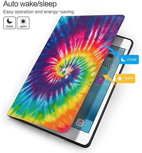Rainbow Tay Dye iPad Caso de 7ª geração, capa de couro de borracha macia Caixa de couro protetora Ajuste ajustável Aviso/sono SMART 10.2 estojo