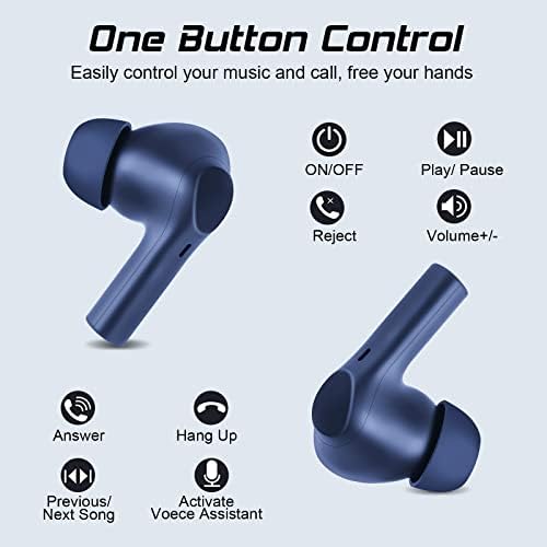 Fones de ouvido sem fio Hadisala, fone de ouvido sem fio Bluetooth 5.0 True Wireless Headset com estojo de carregamento, controle