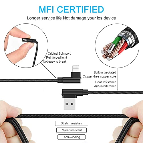 Aceyoon Charger certificado 1 pés ângulo de iluminação de ângulo reto Dual LAFORMA DO FORMA DO FORMA DE 90 GRAU COMPATÍVEL