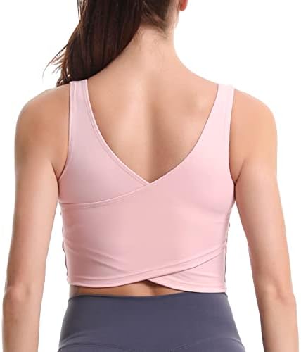 Mathacino longline ostenta sutiãs para mulheres, treino em v treino esportivo acolchoado yoga sutiã estético esportes tops top