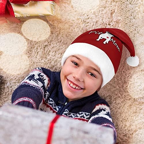 Pitbull Mom chapéu de natal chapéu personalizado chapéu de santa engraçado decorações de natal