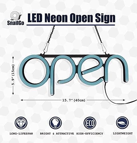 Placas abertas para negócios, led signo aberto de neon, sinal iluminado de 16x6 polegadas para restaurantes escritórios lojas