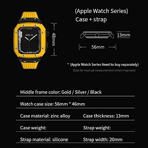 Caixa de relógio de liga de liga Kanuz para a série Apple Watch Series 8 7 6 5 4 SE 45mm 44mm 42mm Metal de borracha de metal de luxo