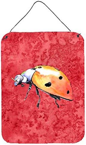 Tesouros de Caroline 8868DS1216 Lady Bug na parede de metal de alumínio vermelho ou estampas penduradas da porta, 12x16, multicolor