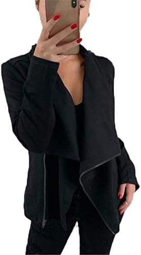 ANDONGNYWELL Women's Faux Suede Jacket Casaco zíper curto zíper suave