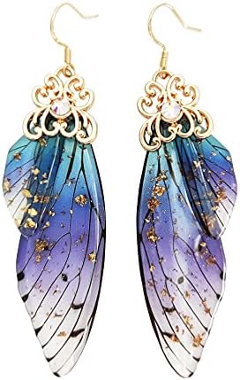 Boretas Butterfly Drop Brincos Dangle Dragonfly Brincos de asa de ouro Strass de cristal banhado a mulheres para mulheres
