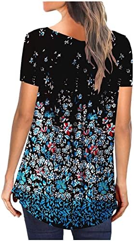 Tops de verão para mulheres, camisetas de verão de 2023 femininas botões de pescoço redondo tops com conforto casual camisetas de