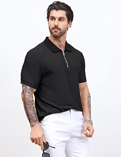 Camisa de pólo de zíper casual masculino de poriff masculina