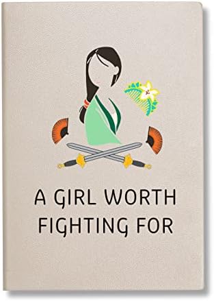 WHLBHG MULAN PRESENTE Uma garota que vale a pena lutar pelo diário de couro notebook Mulan Fãs Motivacional Gift Mulan Paper Planner