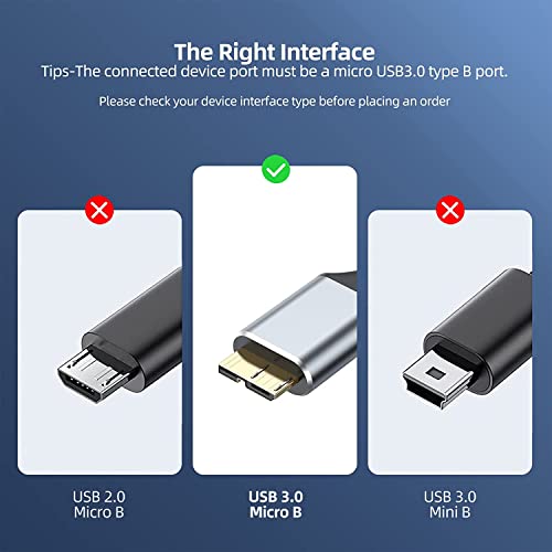 CLAVOOP MICRO USB 3.0 CABO, USB a MICRO B Cabo de disco rígido externo 5 Gbps de alta velocidade USB A para USB Micro B Cord