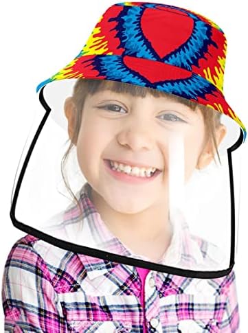 Chapéu de proteção para adultos com escudo facial, chapéu de pescador anti -sun tap, arco -íris escalas de cor sereia