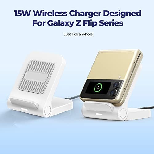 Galaxy Z Flip Wireless Charger Galaxy Z Flip 3 Stand Fast Wireless Charger Compatível com Galaxy Z Flip 4/Z Flip 3/Z flip, economia de espaço, fácil de transportar, branco