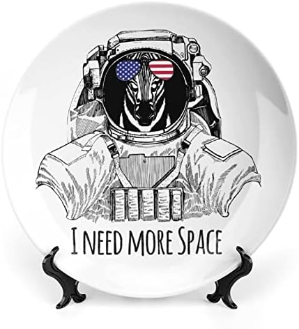 Precisa de mais espacial Zebra Astronaut Ceramic Decorative Plate com exibição Stand pendurada no aniversário personalizada casamento