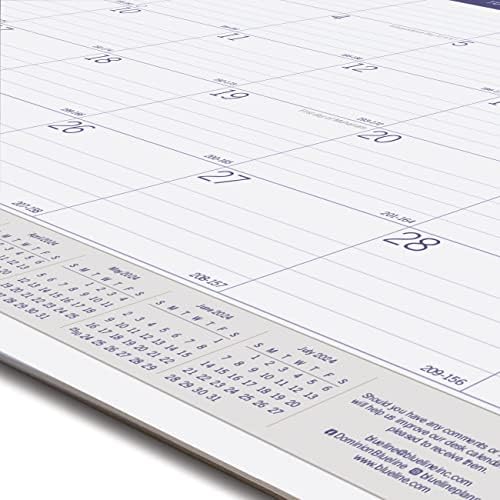Blueline Duraglobe Academic Monthly Desk Pad Calendário, 13 meses, julho de 2023 a julho de 2024, 22 x 17