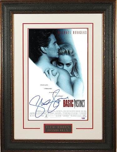 Sharon Stone assinou instinto básico 11x17 Poster de filme premium de couro - holograma - PSA/DNA certificado - pôsteres de filmes