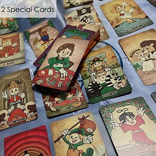 MRDIYSHISHA ANTIGA CONCK TAROT School, 80 PCS Cards de tarô de desenho animado vintage com guia para iniciantes, estilo de tarô padrão