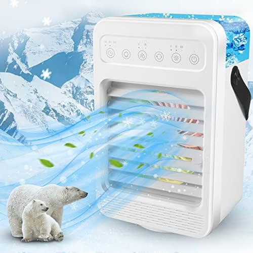 VIIMI Ar condicionado portátil, umidificador de refrigerador de ar pessoal de 6 em 1 com 4 velocidades com 4 velocidades 7 cores