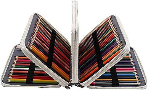 Shulaner 200 Slots Caixa de lápis colorida com fechamento de zíper de grande capacidade Borboletas e bicicletas Padrão Lápis Saco