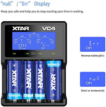 Carregador de bateria XTAR XTAR VC4 Carregador de bateria universal LCD Display 4 Bay Charger…