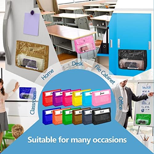 12 PCS Bolsos de armazenamento magnético Bolsas de armazenamento de sala de aula de caixa de aula para organização